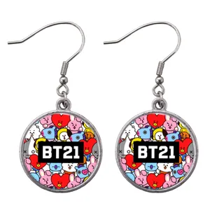 گوشواره دخترانه مدل گروه موسیقی Bts Bt-21 کد 150