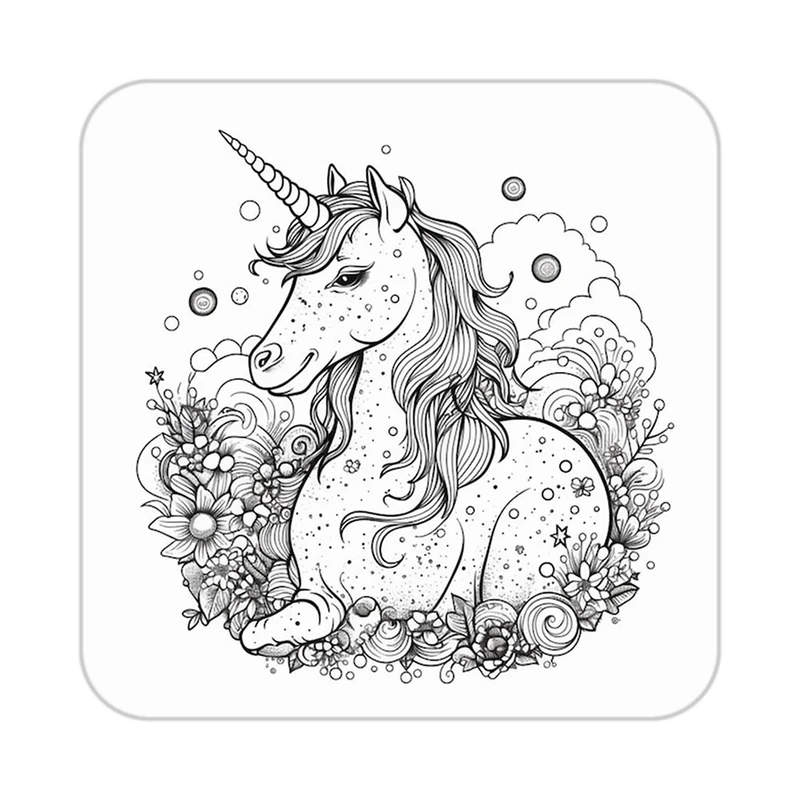 زیر لیوانی کاکتی طرح اسب تک شاخ و یونیکورن مدل mp31551