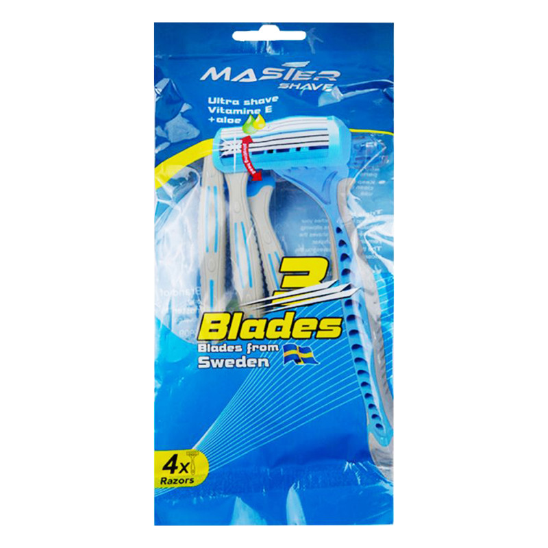 خود تراش مستر شیو مدل Blades 3 کد B01 بسته 4 عددی