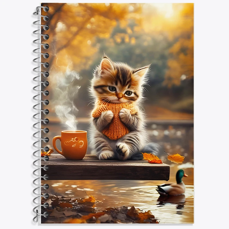 دفتر زبان 50 برگ خندالو مدل سه خط طرح گربه بامزه کد F5869