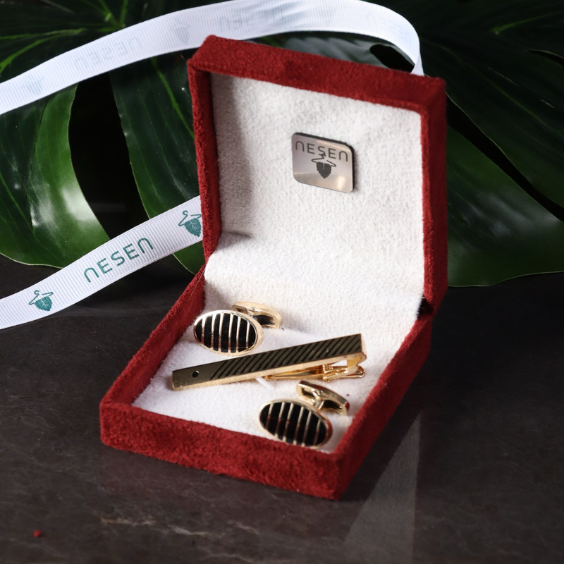 ست دکمه سردست و گیره کراوات مردانه نسن مدل ST9