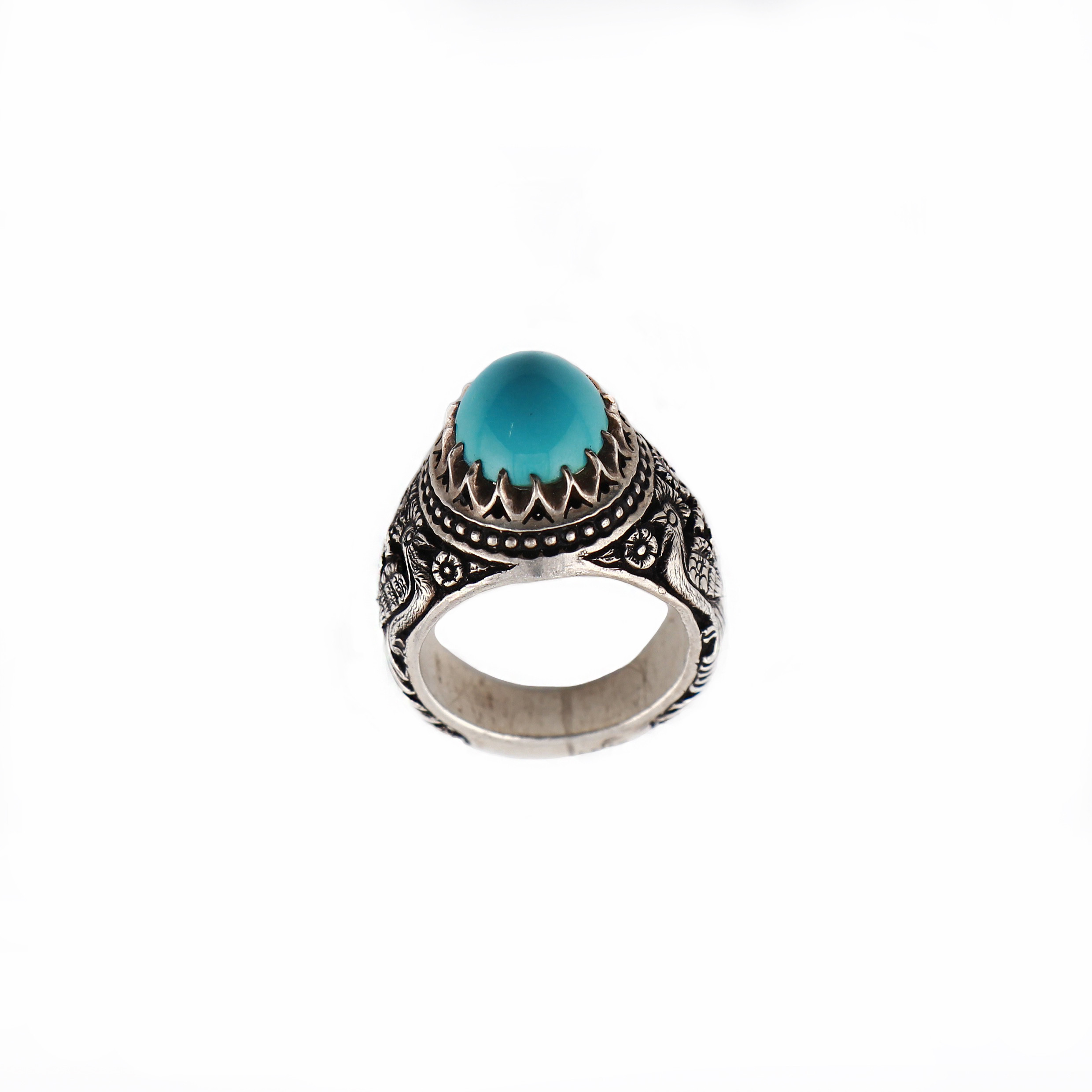 انگشتر نقره مردانه مدل فیروزه نیشابوری کلکسیونی