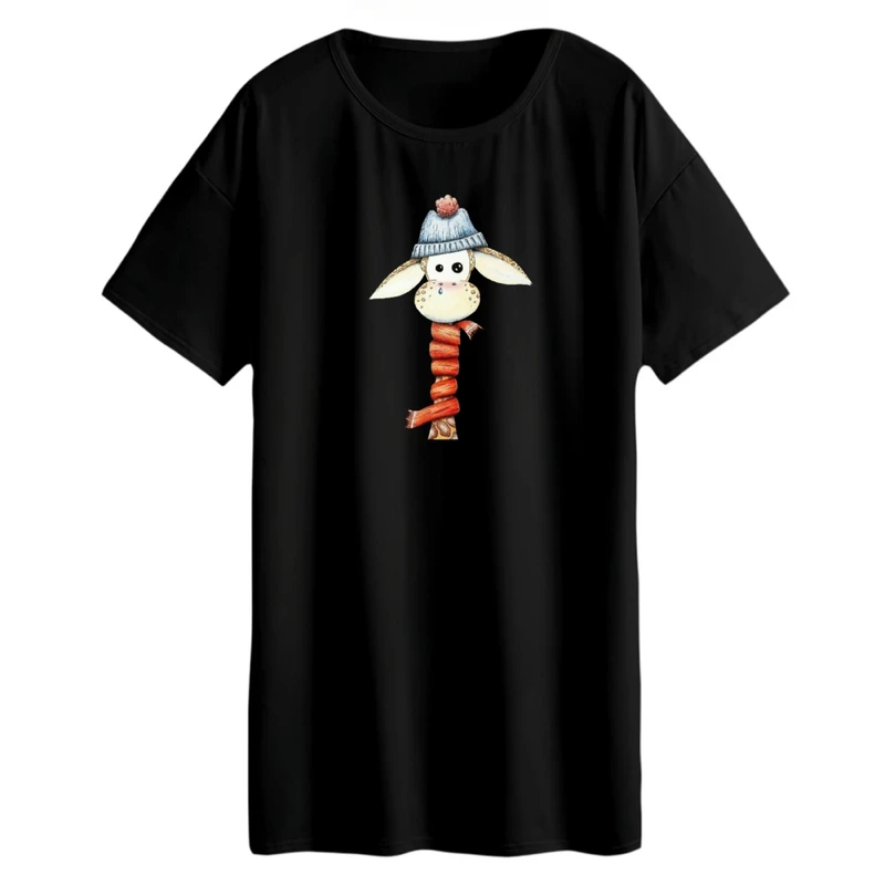 تی شرت لانگ زنانه مدل زرافه و شال گردن