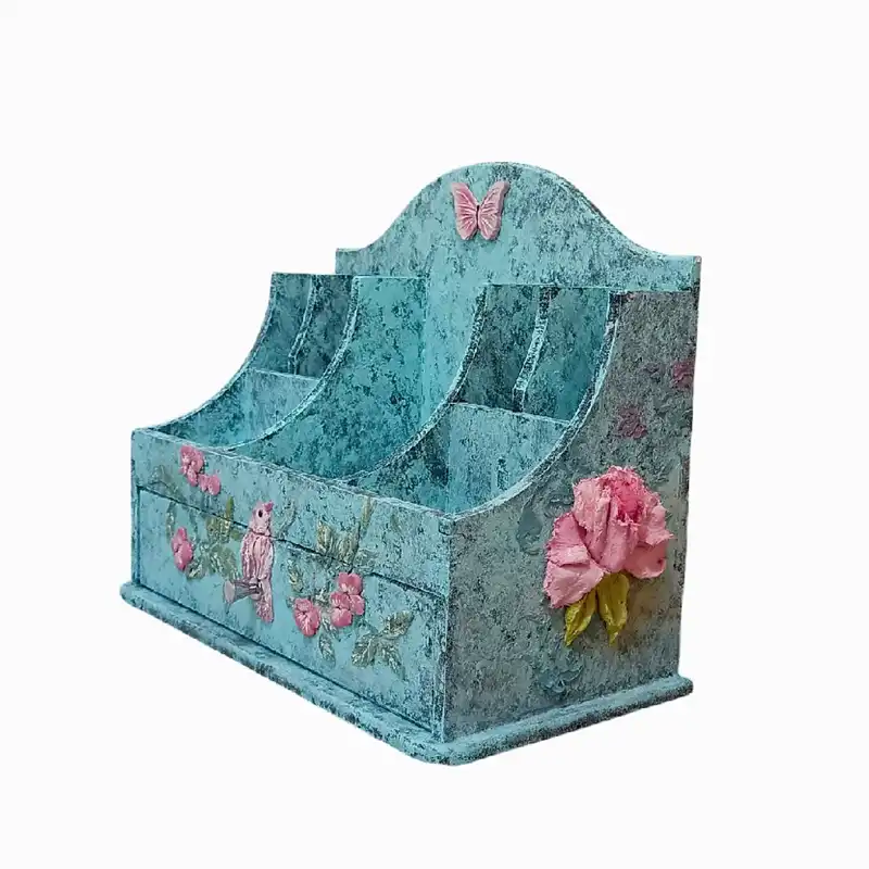 استند لوازم آرایشی مدل برجسته پرنده و گل روسی