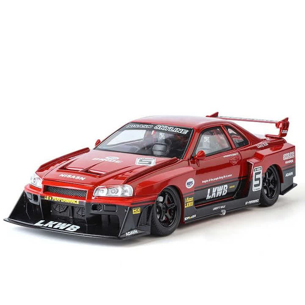 ماکت ماشین ناب سل مدل نیسان جی تی آر اسکای لاین فلزی رالی مسابقه ای اسپرت موزیکال چراغدار NISSAN SKYLINE GTR1:24 NAAB001
