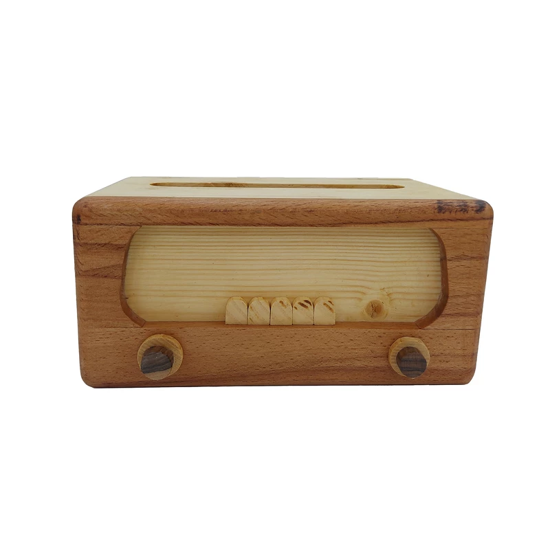 جعبه دستمال کاغذی مدل چوبی طرح رادیو