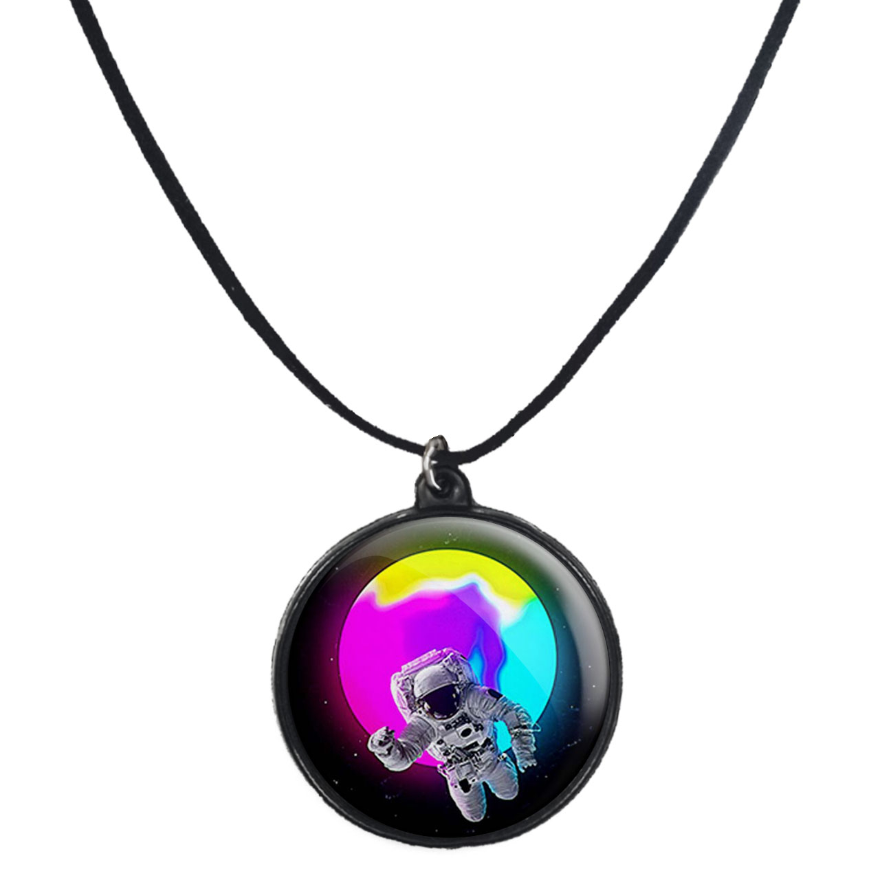 گردنبند پرمانه طرح فضانورد کد pmb.10461 مدل دو طرفه