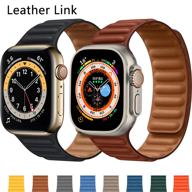 بند پنتر مدل Magnetic Leather 2C Link مناسب برای اپل واچ سری 1/2/3/4/5/6/7/8/9/SE سایز 38/40/41 میلی متری