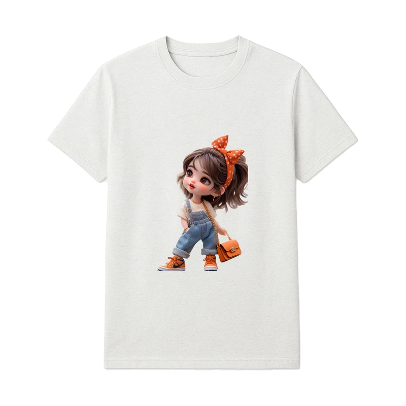 تی‌شرت آستین کوتاه راحتی دخترانه مدل D17 کد 00