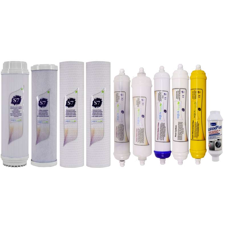 فیلتر دستگاه تصفیه آب آکوآ اسپرینگ مدل F-S7-W10Q مجموعه 9 عددی به همراه رسوبگیر اسکالکس پلاس فیلتر دستگاه تصفیه آب آکوآ اسپرینگ مدل F-S7-W10Q مجموعه 9 عددی به همراه رسوبگیر اسکالکس پلاس