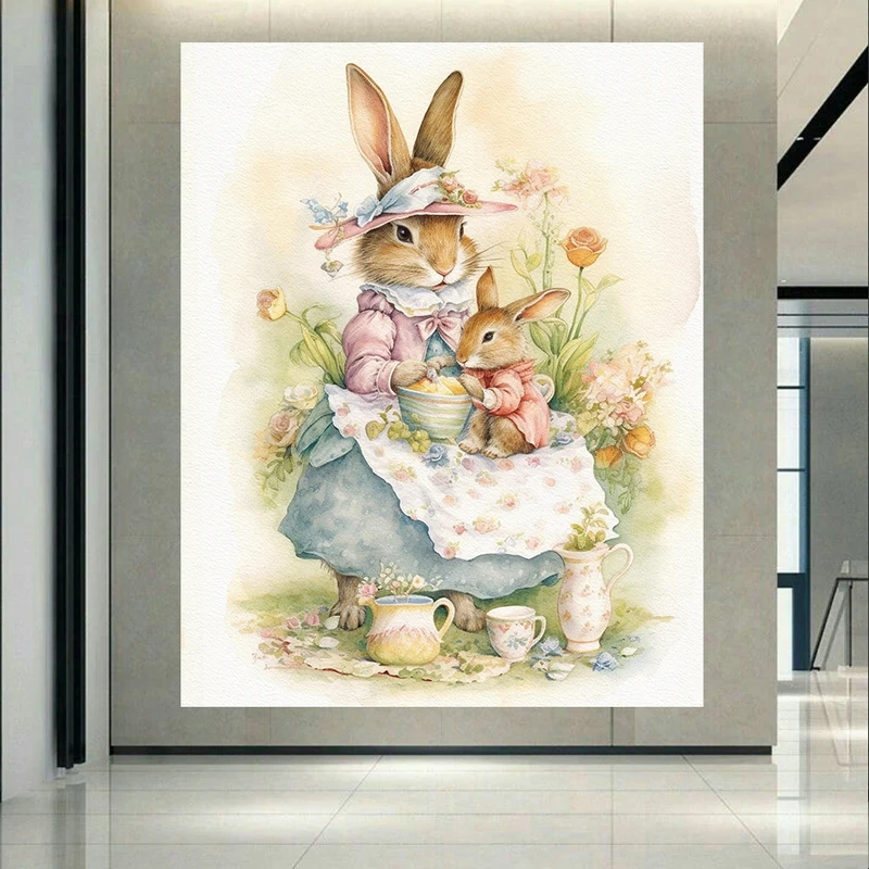 پوستر دیواری طرح نقاشی کودکانه خانواده خرگوش کد AR304412