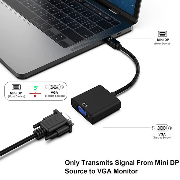 مبدل Mini Display Port به VGA تی سی تراست مدل TC-MDP2V