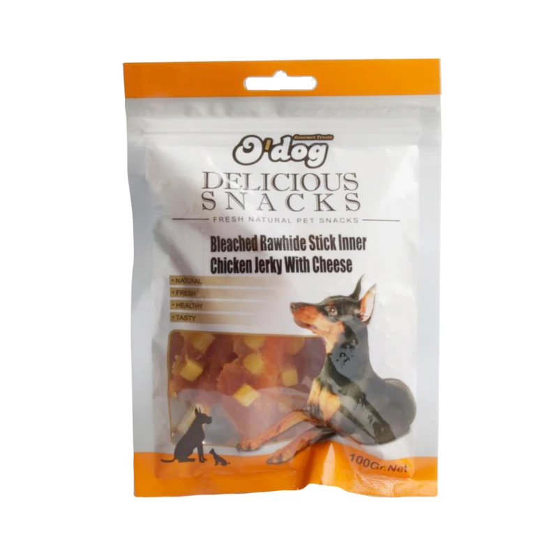 تشویقی سگ اُداگ مدل Rawhide Chicken With Cheese وزن 100 گرم