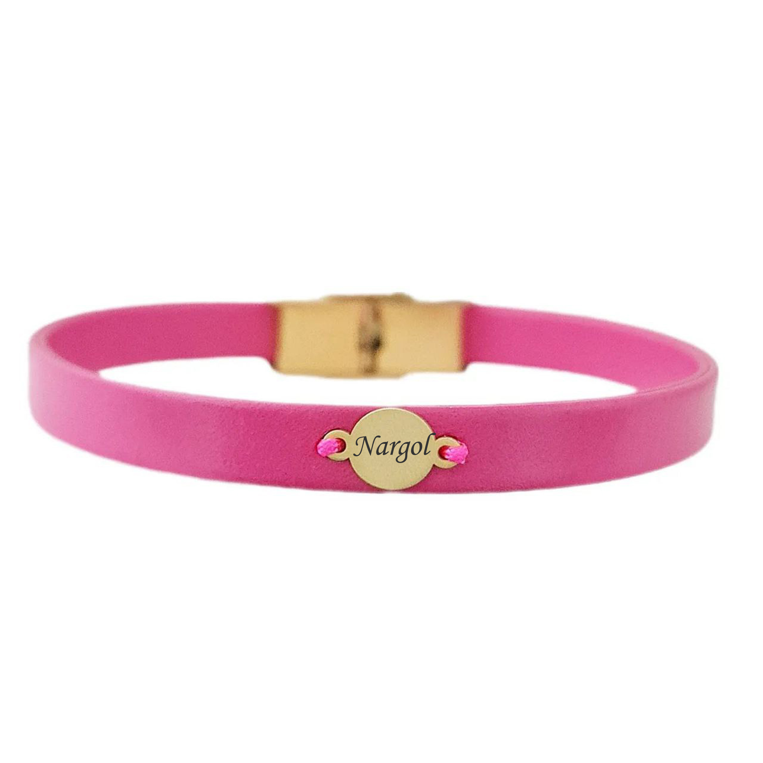 دستبند طلا 18 عیار دخترانه لیردا مدل اسم نارگل 1236