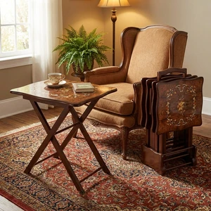 میز عسلی مدل تاشو a011 مجموعه 4 عددی