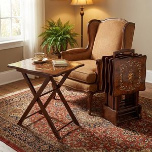 میز عسلی مدل تاشو A011 مجموعه 4 عددی