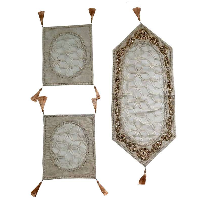 رومیزی مدل سنگ دوزی A-825 مجموعه سه عددی 