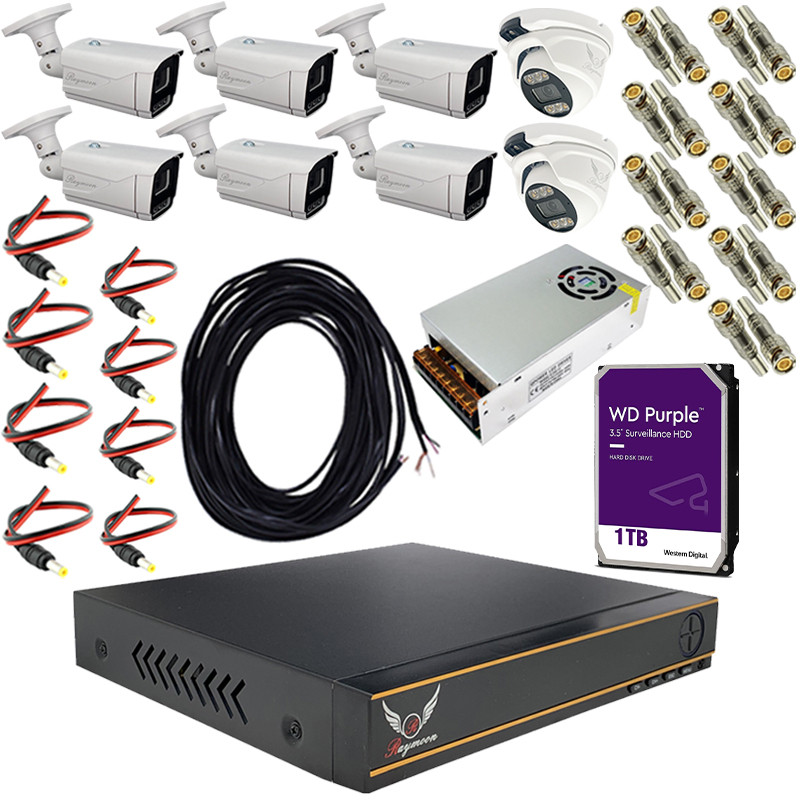 سیستم امنیتی دوربین مداربسته رایمون مدل 2 مگاپیکسل کد RP-2M-8C-03