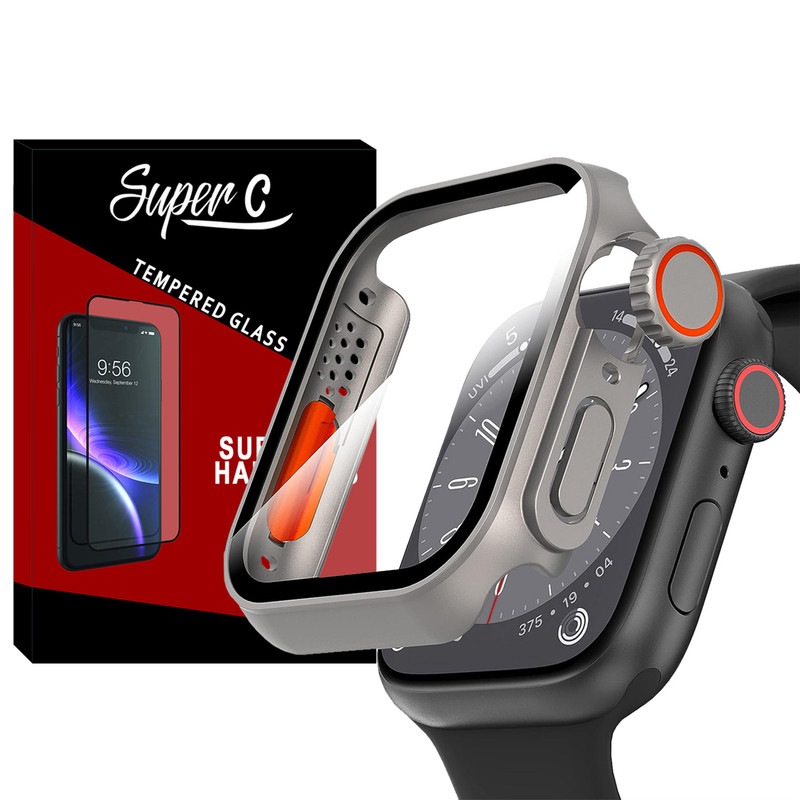 کاور سوپرسی مدل SC-Ultra مناسب برای اپل واچ Series 8 Aluminum 45mm / Series 7 Aluminum 45mm به همراه محافظ صفحه نمایش