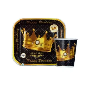 پیش دستی و لیوان یکبارمصرف الیکا طرح تاج بسته 40 عددی