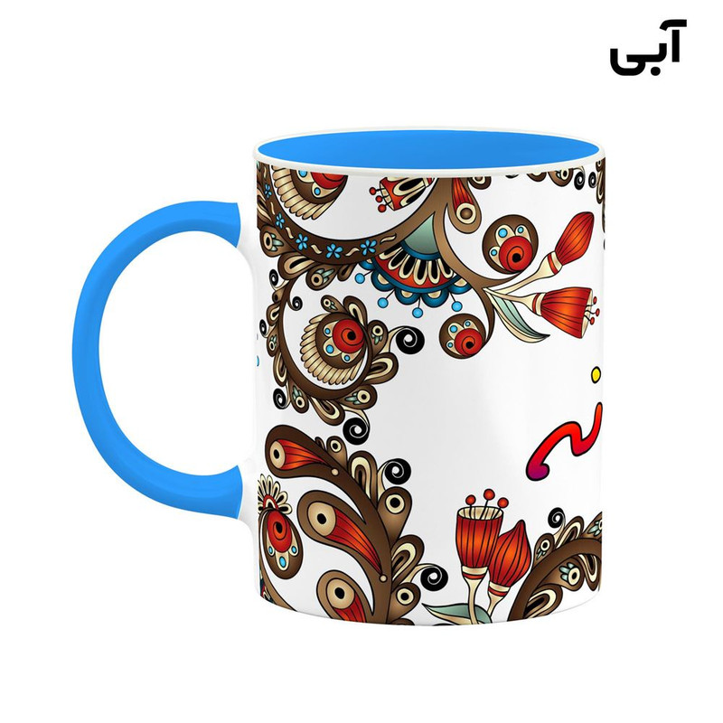 ماگ کاکتی مدل اسم رخسانه طرح سنتی گل و بته کد mgh45213
