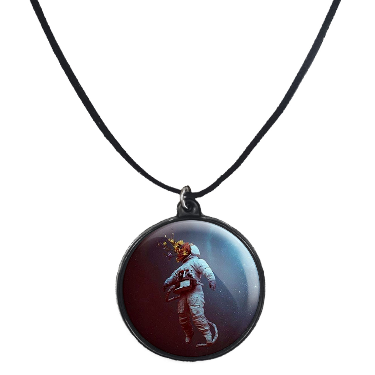 گردنبند پرمانه طرح فضانورد کد pmb.10445 مدل دو طرفه