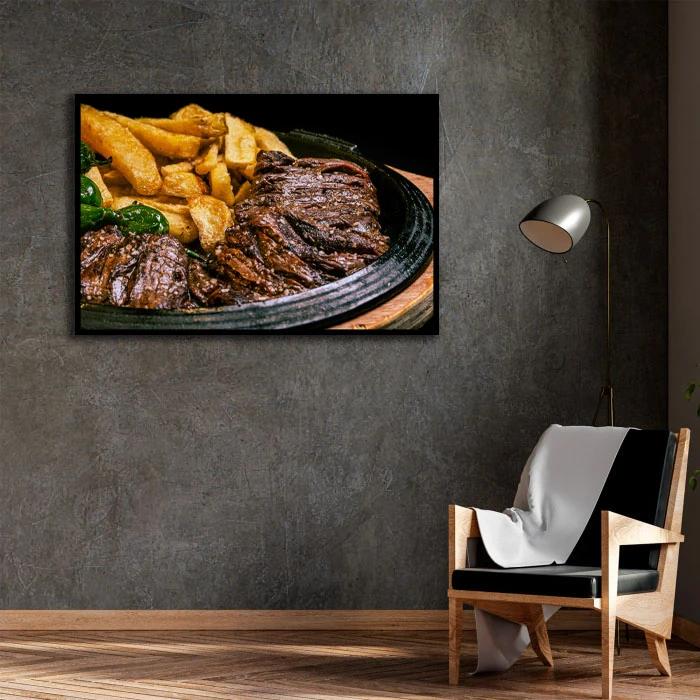 تابلو بکلیت طرح استیک گوشت مدل B-D2265 فریم مشکی