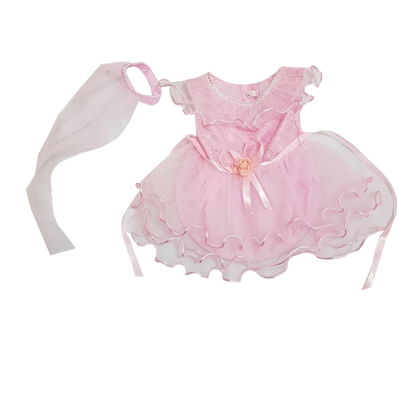 ست پیراهن و تل مو دخترانه مدل pink17181