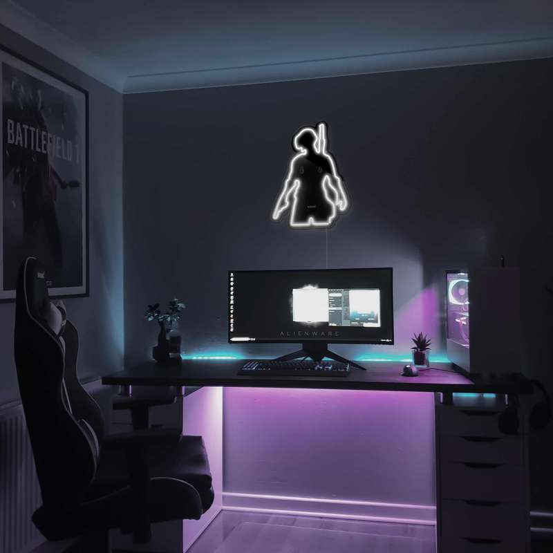 چراغ دیواری نئون دیزاین مدل Pubg-BL_WHT