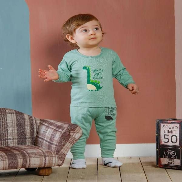 ست تی شرت آستی بلند و شلوار نوزادی مدل زرافه -  - 3