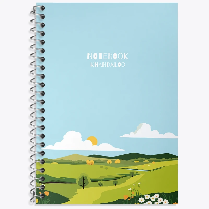 دفتر زبان 50 برگ خندالو مدل سه خط طرح منظره دشت کد N990