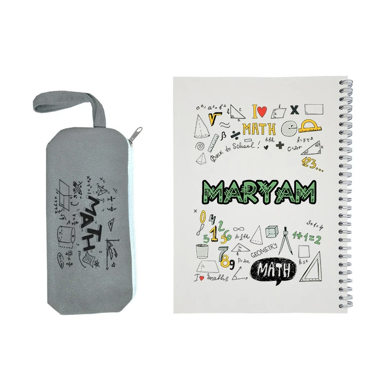 دفتر مشق 50 برگ طرح ریاضی مدل مریم به همراه جامدادی