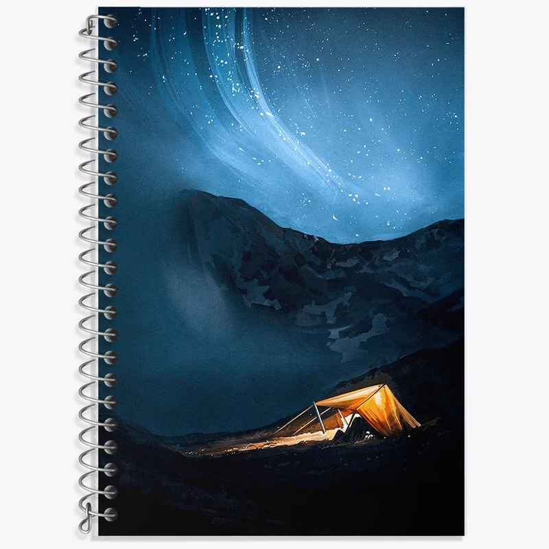 دفتر زبان 50 برگ خندالو مدل سه خط طرح کمپینگ (Camping) کد F341