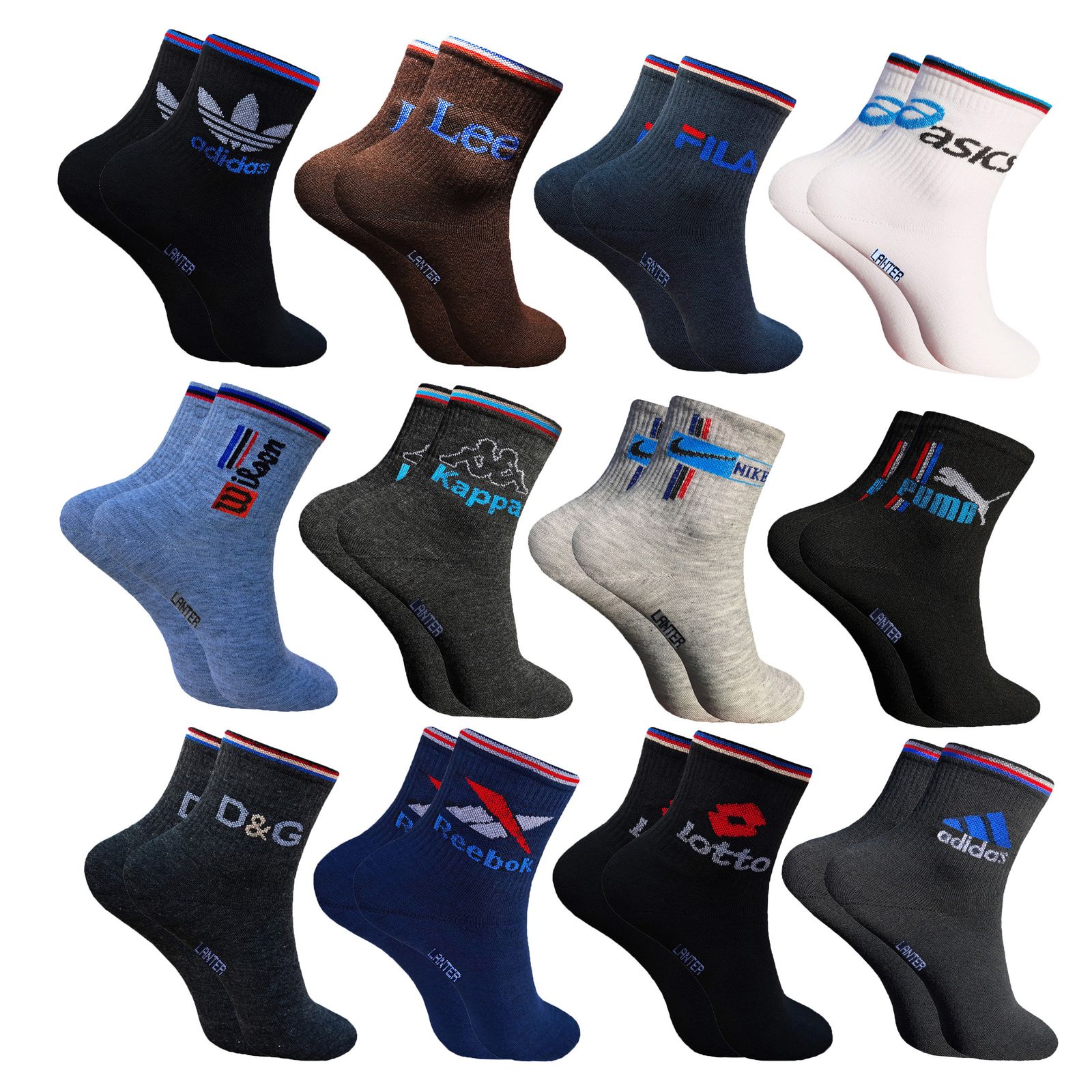 جوراب ساق کوتاه مردانه لنتر مدل special مجموعه 12 عددی - - 1