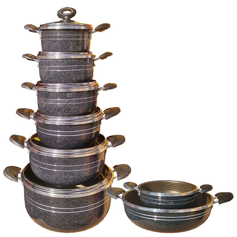 سرویس پخت و پز 14 پارچه هلنا طرح چدن مدل زنبوری