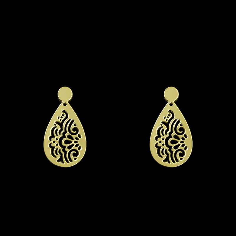 گوشواره طلا 18 عیار زنانه مدوپد مدل هندسی کد GA1-14185