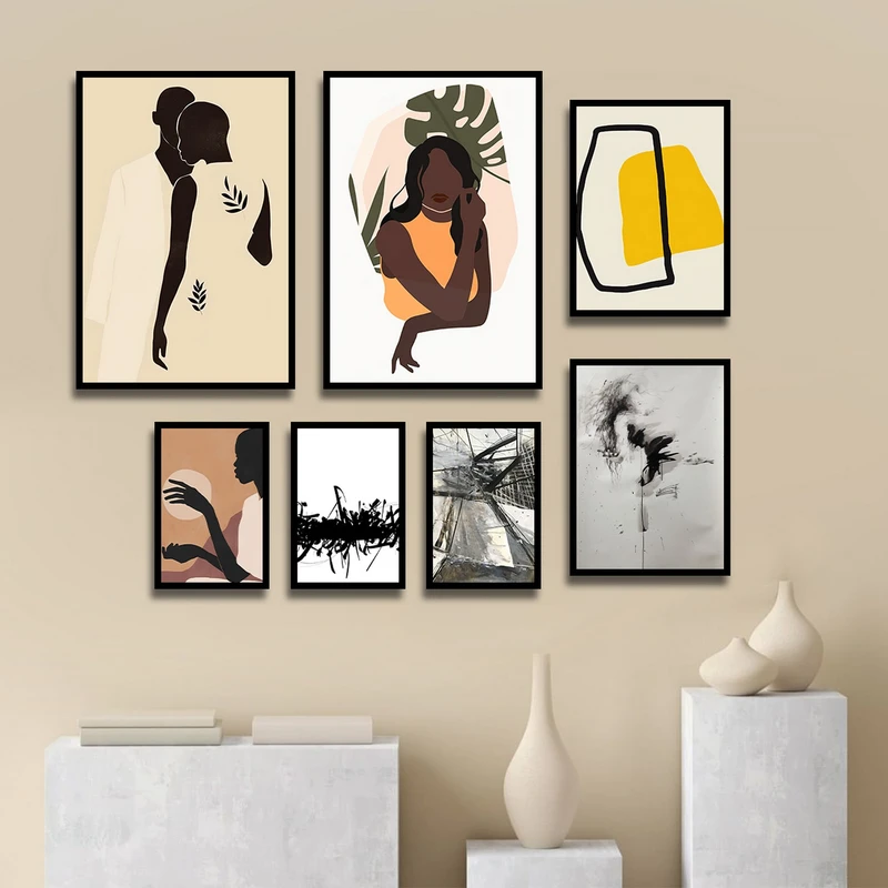 تابلو بکلیت طرح نقاشی مدرن مینیمال مدل B-1715 مجموعه 7 عددی