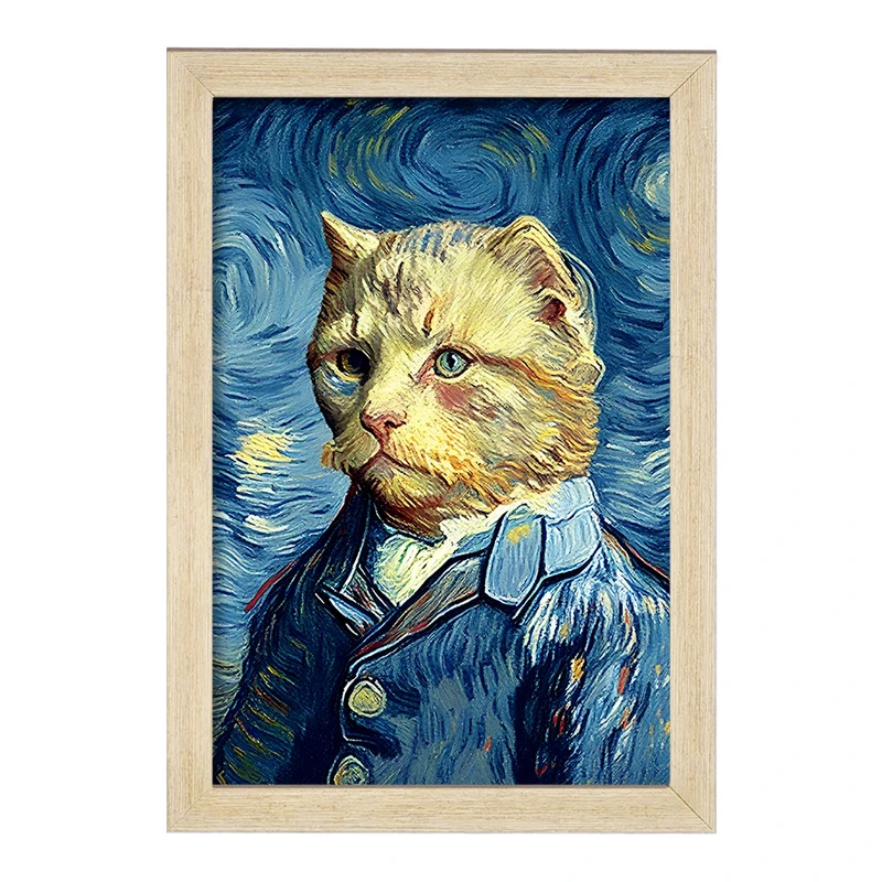 تابلو خندالو مدل گربه ونگوگ کد F4092