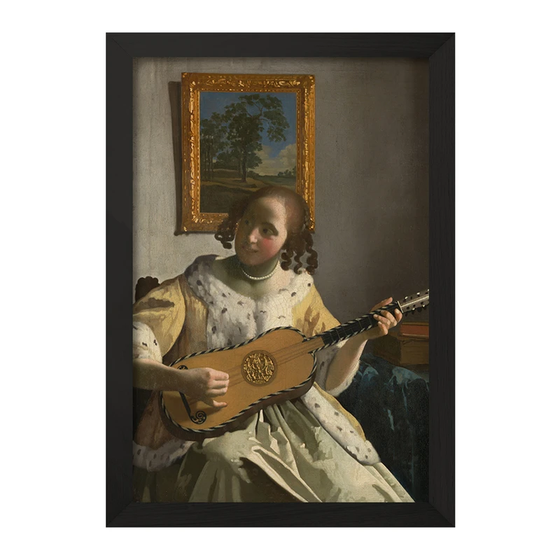 تابلو خندالو مدل نقاشی نوازنده گیتار اثر یوهانس فرمیر کد F12427