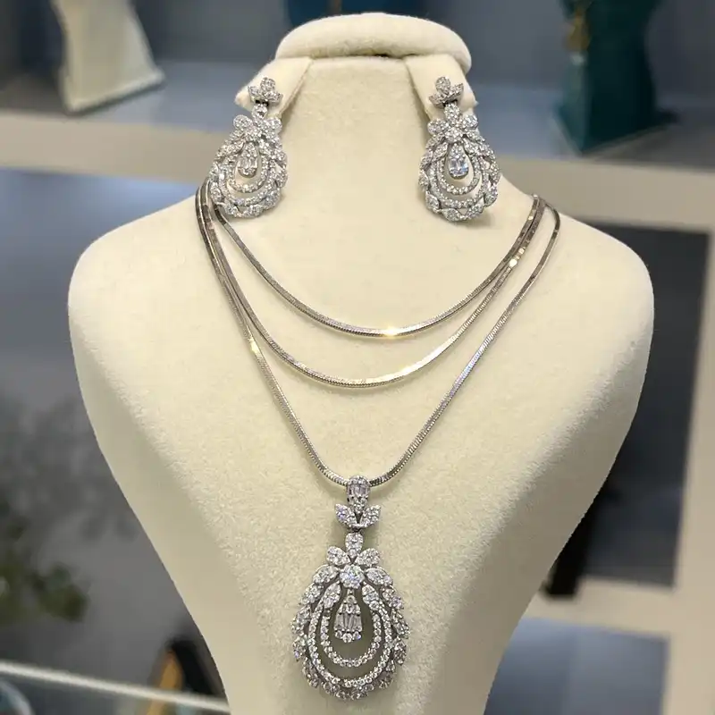 نیم ست نقره زنانه مدل رویال جواهری مزین به روکش 321-23