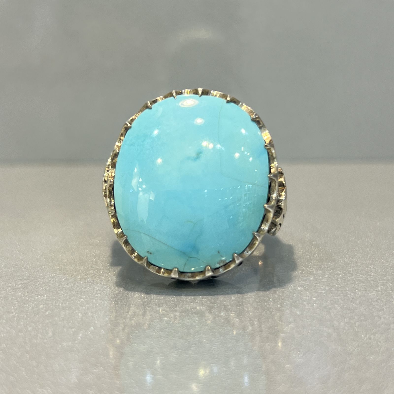 انگشتر نقره مردانه مدل اسپرت با نگین فیروزه نیشابوری 142 - - 2