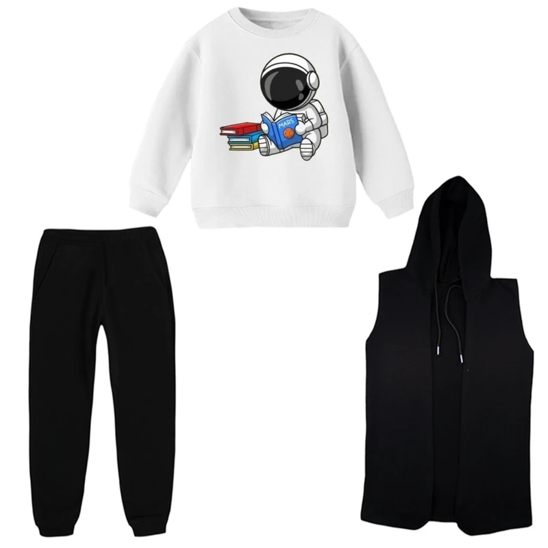 ست 3 تکه لباس راحتی بچگانه مدل فضانورد و کتاب  