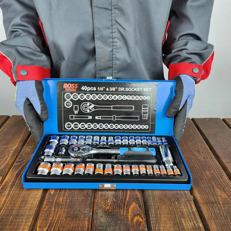 آچار بکس صنعتی باس کد 3/8 مجموعه 40 عددی