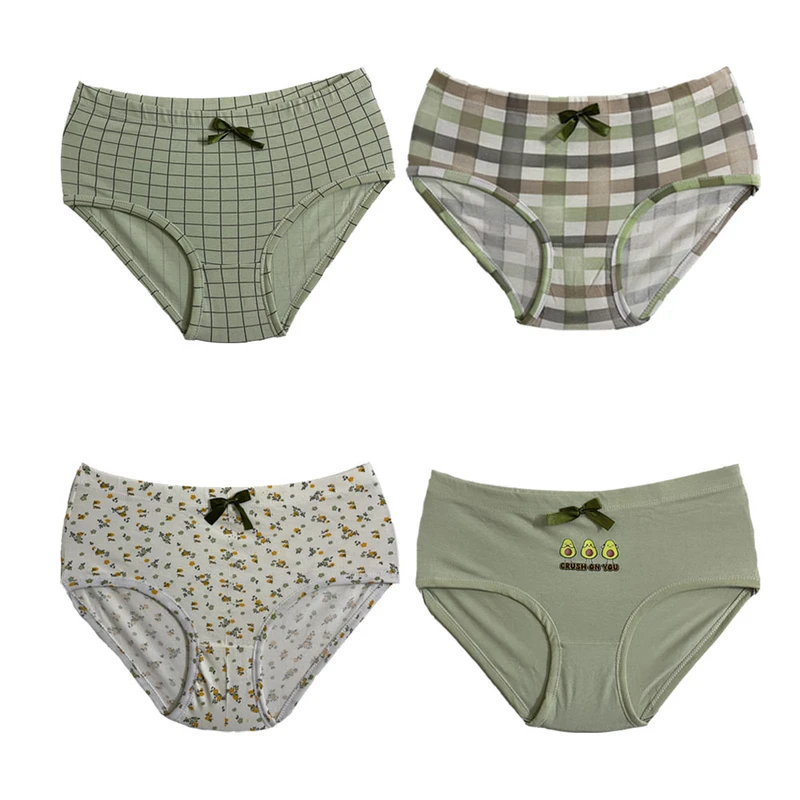 شورت زنانه مدل نخ پنبه آووکادو بسته 4 عددی