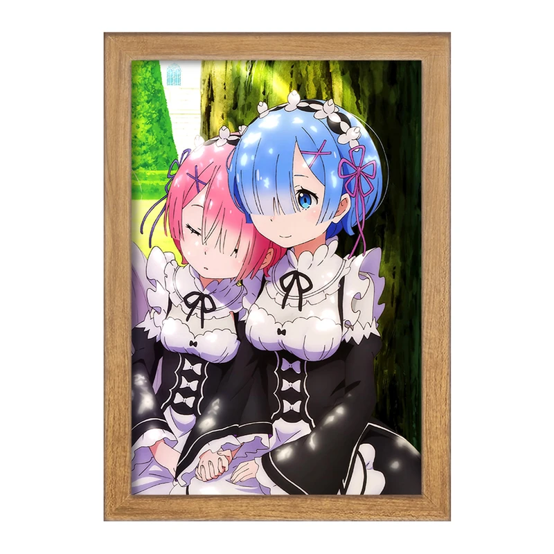 تابلو خندالو مدل رم و رام و امیلیا انیمه ری زیرو ReZero  کد 12843