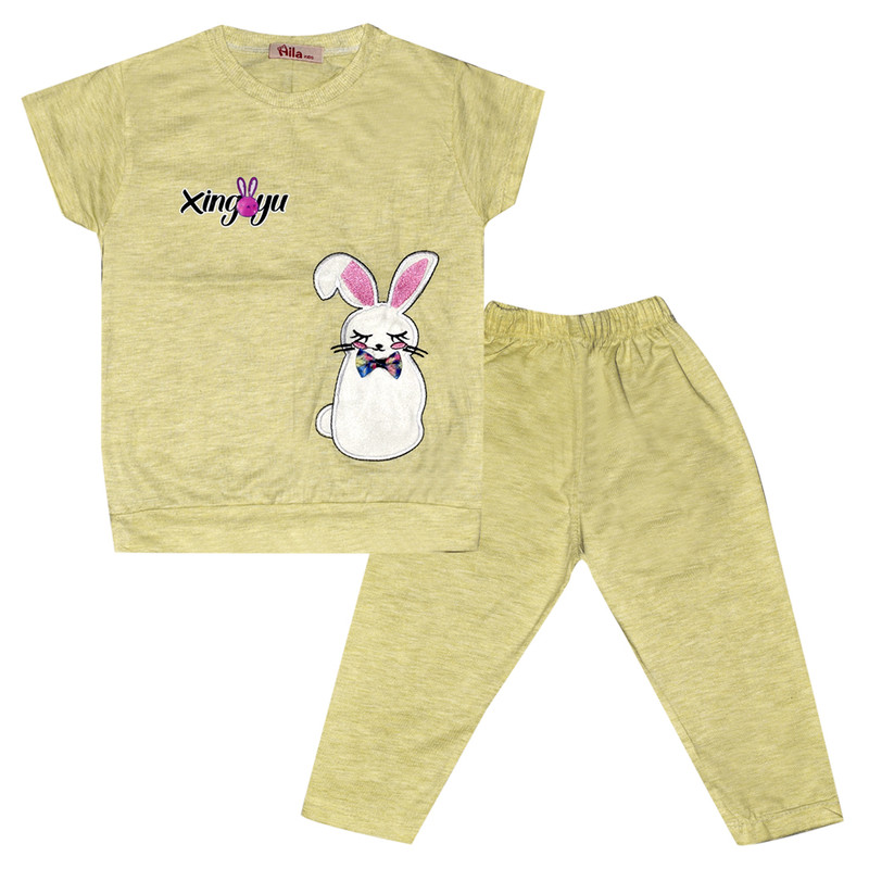 ست تی شرت و شلوارک دخترانه مدل خرگوش کد s44