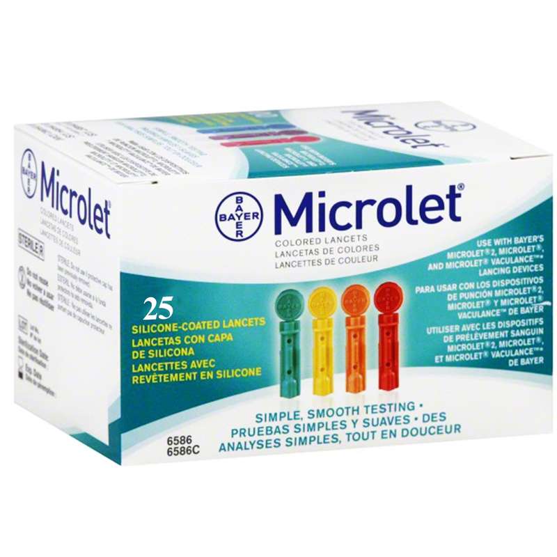 سوزن تست قند خون 25 عددی بایر مدل Microlet
