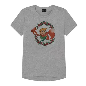 تی شرت دخترانه مدل روباه و شازده کوچولو کد J48 رنگ طوسی