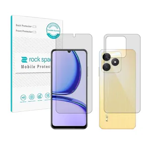 Rockspace HyGEL model transparent screen protector suitable for Realme C53 mobile phone along with the back of the phone
