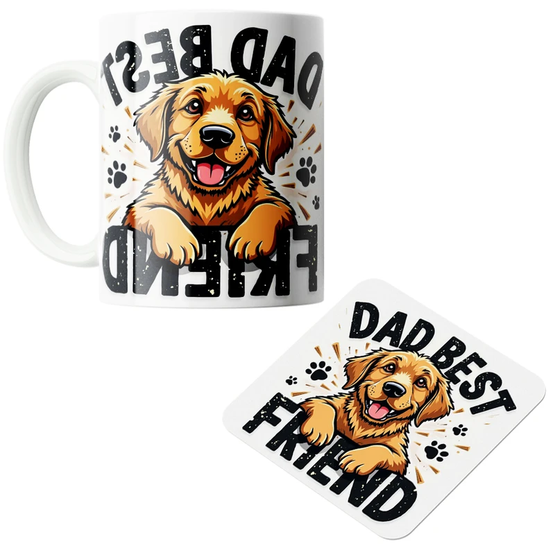 ماگ پاد آفرین مدل سگ کد2021 به همراه زیرلیوانی